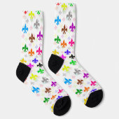 Chaussette Design Motif couleur blanc Fleur de lis (Droite)