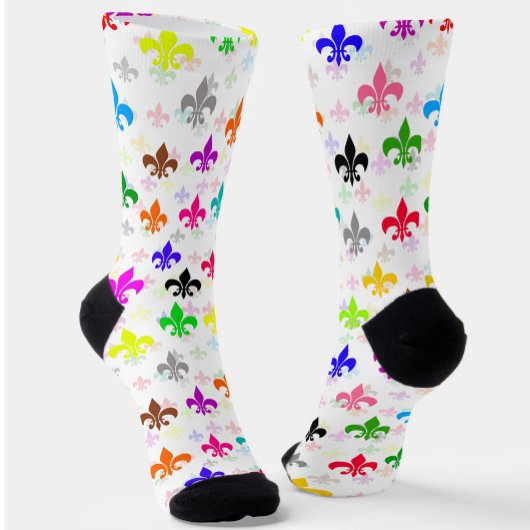 Chaussette Design Motif couleur blanc Fleur de lis