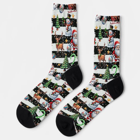 Chaussette Design Motif décoratif des rayures de Noël (Gauche)