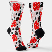 Chaussette Design Motif d'illustration de feuille noire rouge (Angulaire)