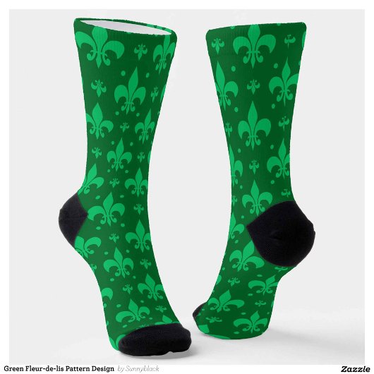 Chaussette Design Motif Fleur de lis vert
