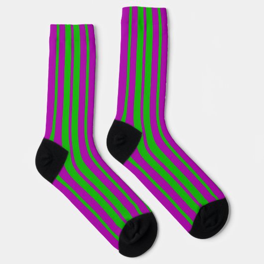 Chaussette Design Motif violet vert élégant rayures (Droite)