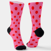 Chaussette Design Pois rouge sur rose