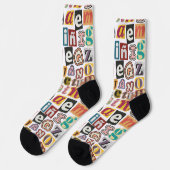 Chaussette Design unique coloré texte graffiti hommes blancs (Gauche)