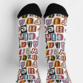 Chaussette Design unique coloré texte graffiti hommes blancs (Haut)