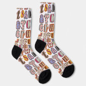 Chaussette Design unique coloré texte graffiti hommes blancs (Droite)