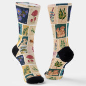 Chaussette Design vintage Botanique et insectes Retro tendanc (Angulaire)