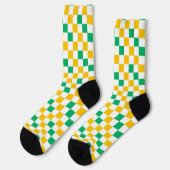 Chaussette Dessin à carreaux jaune blanc vert (Gauche)