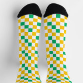 Chaussette Dessin à carreaux jaune blanc vert (Haut)