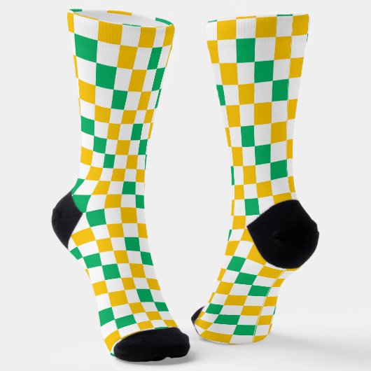 Chaussette Dessin à carreaux jaune blanc vert (Angulaire)