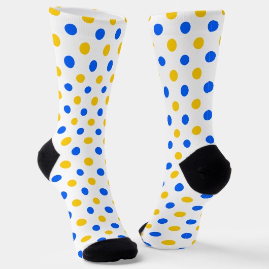 Chaussette Dessin à points blancs bleus jaunes (Angulaire)