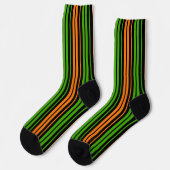 Chaussette Dessin à rayures verticales orange vert noir (Gauche)