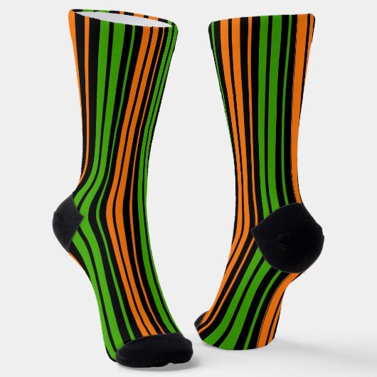 Chaussette Dessin à rayures verticales orange vert noir (Angulaire)