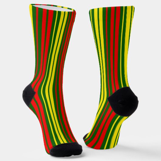 Chaussette Dessin à rayures verticales vert jaune rouge (Angulaire)