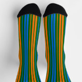 Chaussette Dessin à rayures verticales vert orange bleu (Haut)