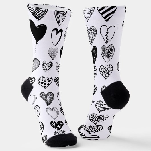 Chaussette Dessin adorable de Black Heart Scribble (Angulaire)