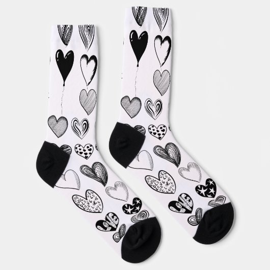 Chaussette Dessin adorable de Black Heart Scribble (Droite)