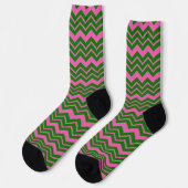 Chaussette Dessin chevron zigzag vert rose (Gauche)