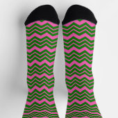 Chaussette Dessin chevron zigzag vert rose (Haut)