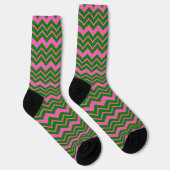 Chaussette Dessin chevron zigzag vert rose (Droite)