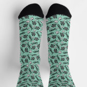 Chaussette Dessin de chats drôles bleu clair noir et blanc (Haut)