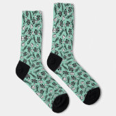 Chaussette Dessin de chats drôles bleu clair noir et blanc (Droite)