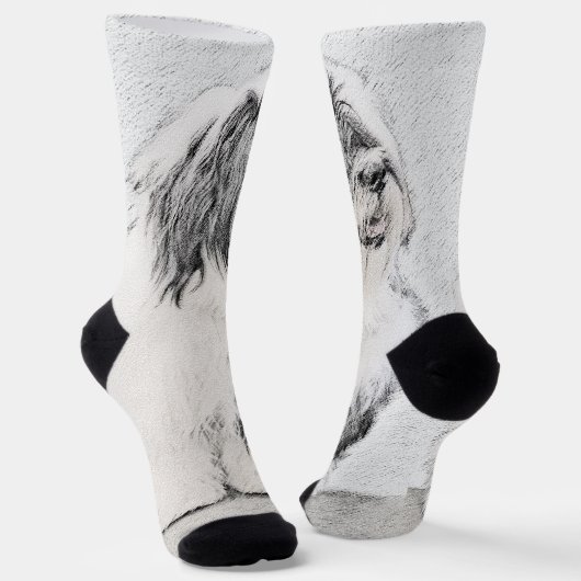 Chaussette Dessin de collie à oreilles - Joli art original de (Angulaire)