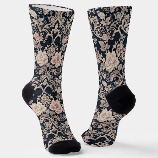Chaussette Dessin de dentelle florale sophistiqué et complexe (Angulaire)