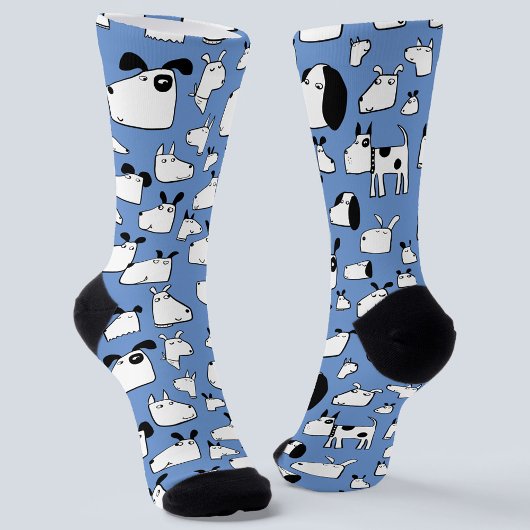 Chaussette Dessin de dessin bleu chien