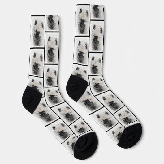 Chaussette Dessin de Keeshond Chiot Kees Mignon Dessin Origin (Droite)