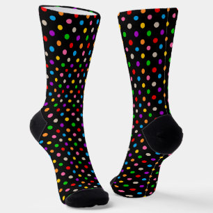 Chaussette Dessin de points noirs colorés arc-en-ciel