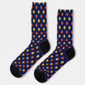 Chaussette Dessin de points orange jaune sur fond bleu  (Gauche)