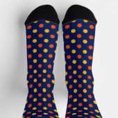 Chaussette Dessin de points orange jaune sur fond bleu  (Haut)