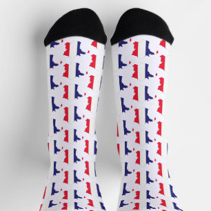 Chaussette Dessin de souvenir de drapeau de France sur carte