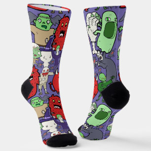 Chaussette dessin dessiné à la main cool illustration fantôme