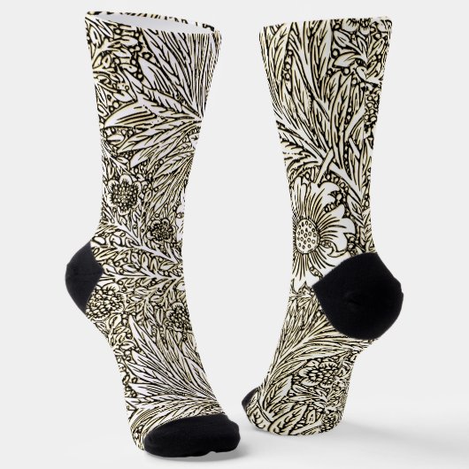 Chaussette Dessin floral complexe marron et blanc (Angulaire)