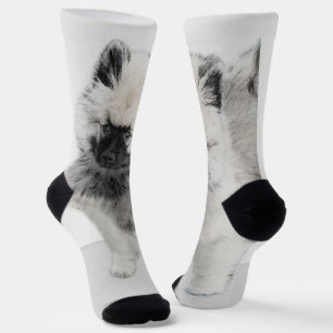 Chaussette Dessin Keeshond Chiot - Joli dessin original Chien