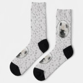 Chaussette Dessin Keeshond Chiot - Joli dessin original Chien (Gauche)