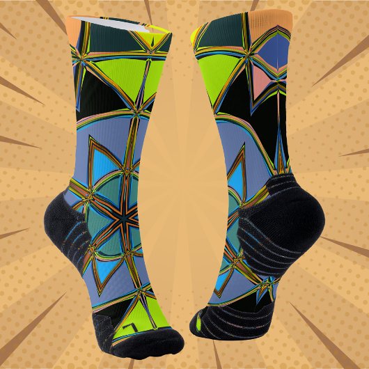 Chaussette Dessin Mandala Green Blue et Orange