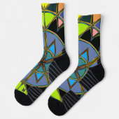 Chaussette Dessin Mandala Green Blue et Orange (Gauche)