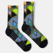 Chaussette Dessin Mandala Green Blue et Orange (Droite)