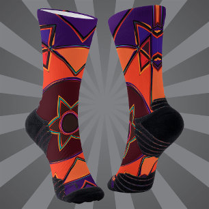 Chaussette Dessin Mandala Purple et Orange