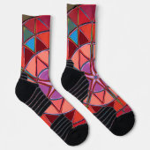 Chaussette Dessin Mandala Rouge rose et bleu (Droite)