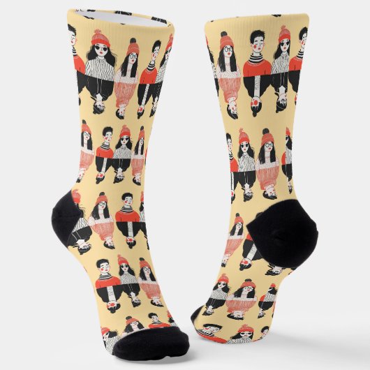 Chaussette Dessin moderne simple des jeunes cool (Angulaire)