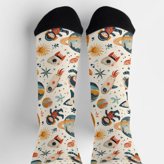 Chaussette Dessins d'espace sur blanc (Haut)