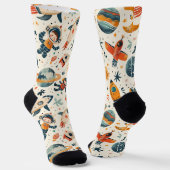 Chaussette Dessins d'espace sur blanc (Angulaire)