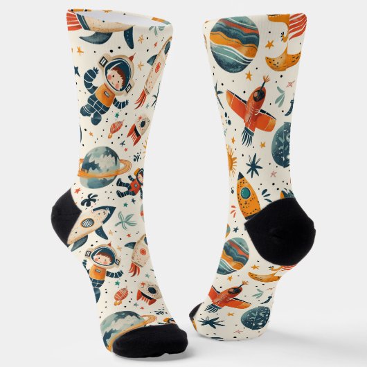 Chaussette Dessins d'espace sur blanc (Angulaire)