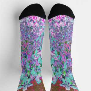 Chaussette Détail élégant de l'hydrangea Aqua et Violet Limel