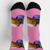 Chaussette Deux Chiens De Guinée Brown Et Blancs Qui Boivent, (Haut)