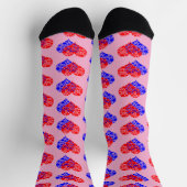 Chaussette Deux cœurs bleu et rouge (Haut)